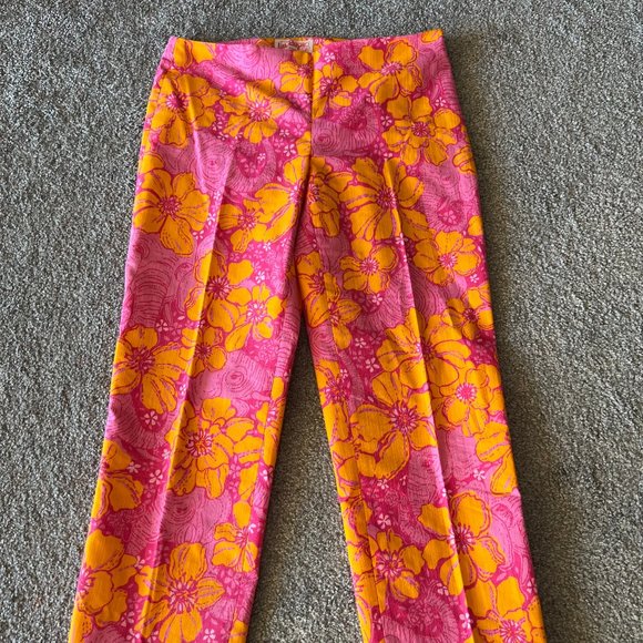 Vintage Lilly Pulitzer capri pants womens 6 pink orange elephant tropical y2k - Picture 3 of 16